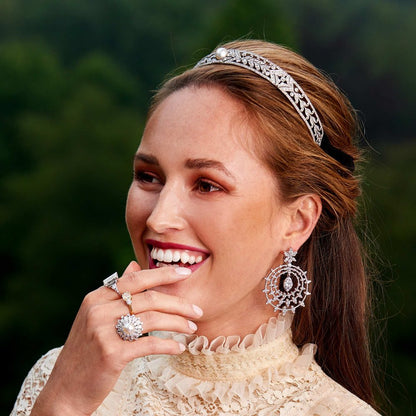 Pearl and Diamond Ballerina Cluster Ring