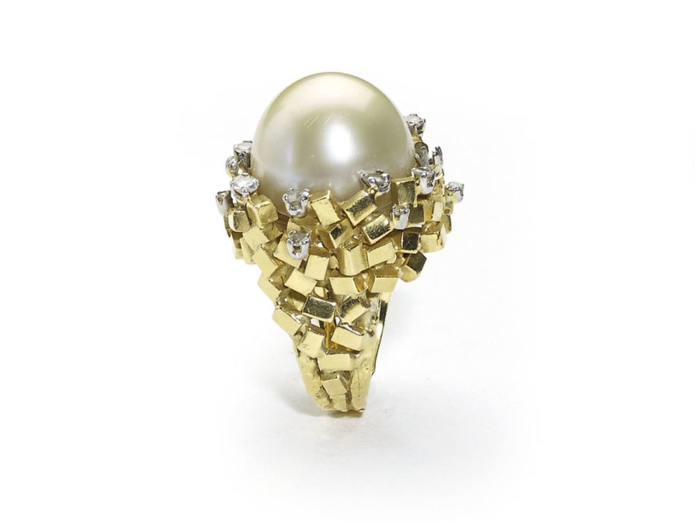 Vintage Pearl and Diamond Bombé Ring
