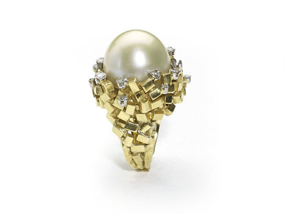 Vintage Pearl and Diamond Bombé Ring