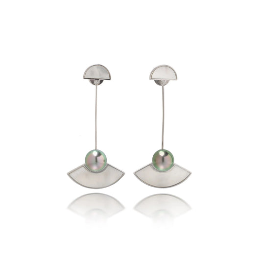 Robert Wan 18KT White Gold Tahitian Pearl, Diamond and Mother-of-Pearl Drop Earrings