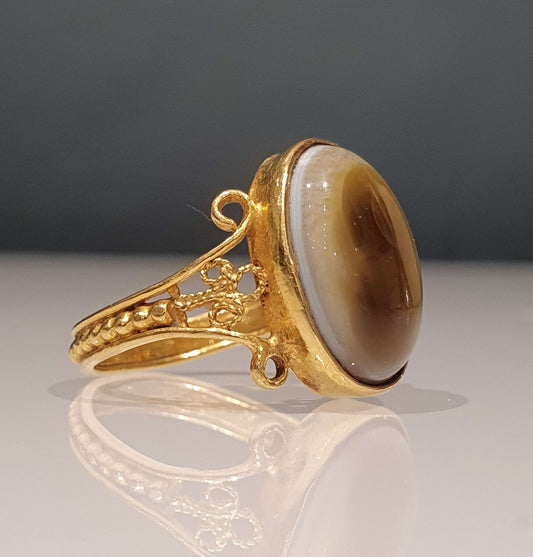 Roman Antique Agate Amulet Eye Ring, 3rd - 4th Century AD