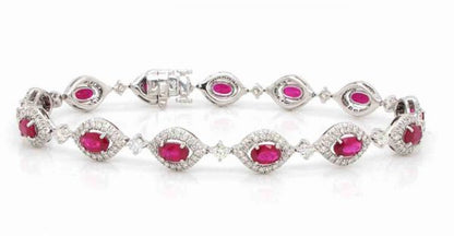 ruby bracelet diamond line oval