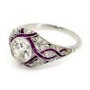 Art Deco Style 1.00ct Old-Cut Diamond, Ruby and Platinum Dress Ring