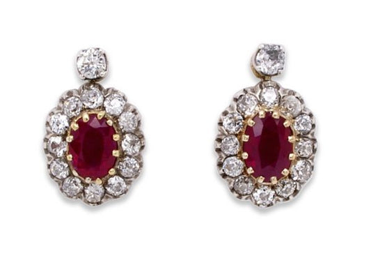 Antique ruby and diamond earring
