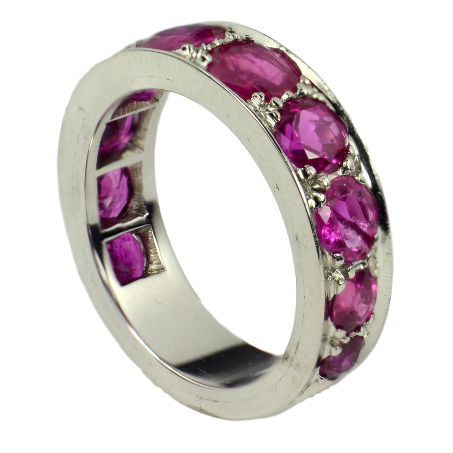 4.10ct Natural Ruby and 18ct White Gold Full Eternity Band Ring
