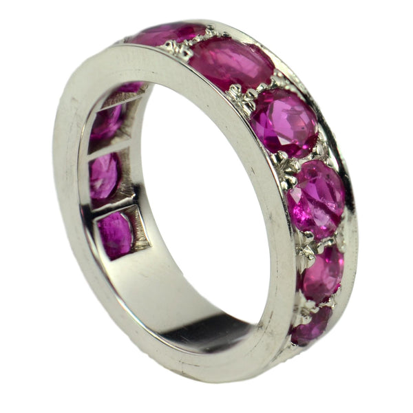 4.10ct Natural Ruby and 18ct White Gold Full Eternity Band Ring