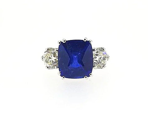 Natural Madagascan Sapphire and Diamond Trilogy Ring, 7.03 carats