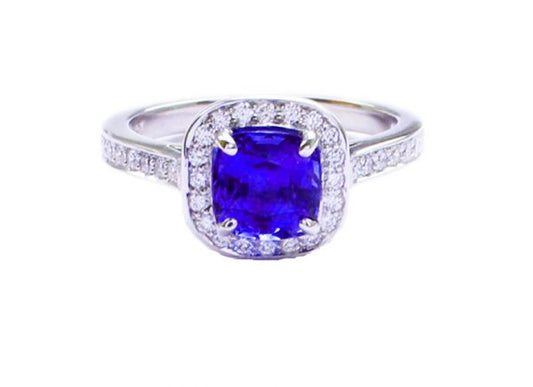 Sapphire and Diamond Cluster Ring, 2.14 carat total, 18ct White Gold