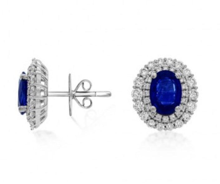 sapphire and diamond cluster earrings