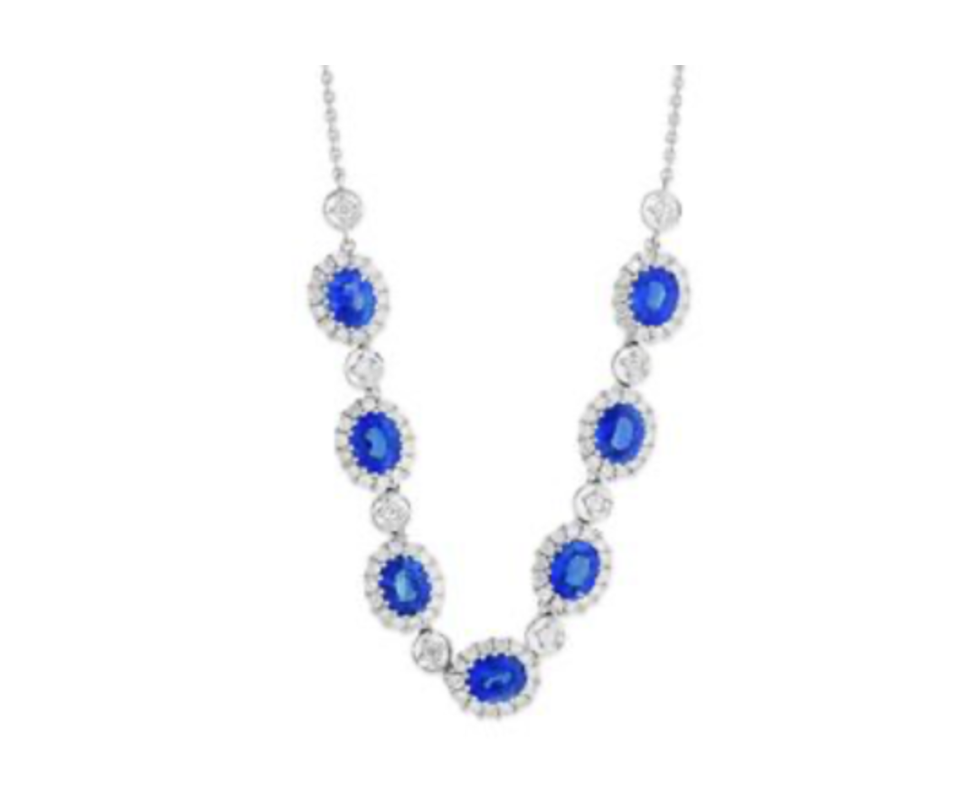 18Ct. White Gold Sapphire and Diamond Necklace 3.03cts