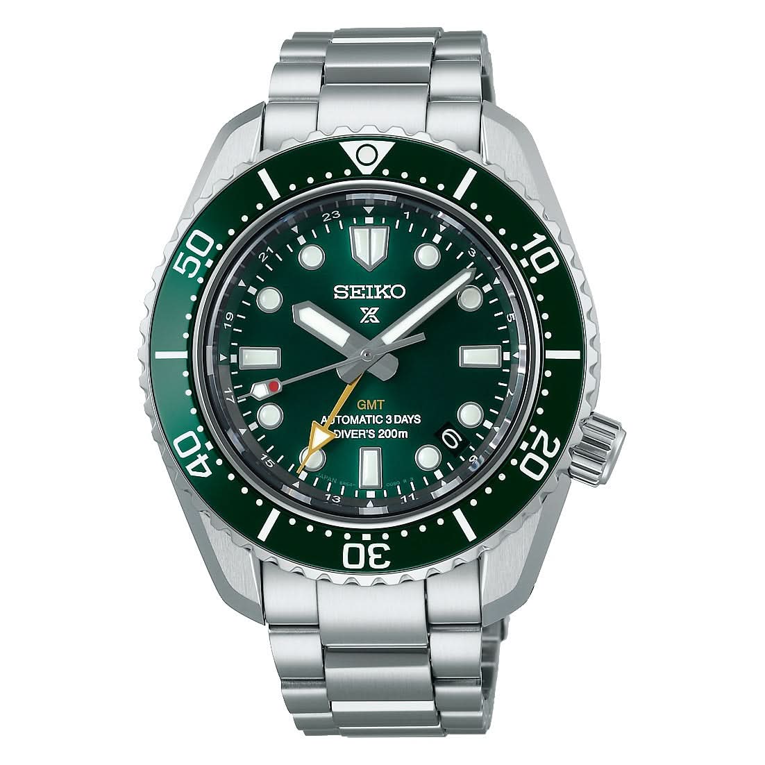 Seiko Watch Prospex Marine Green GMT SPB381J1 in stainless steel