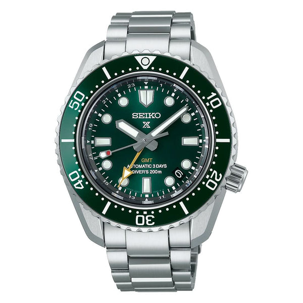 Seiko Watch Prospex Marine Green GMT SPB381J1 in stainless steel