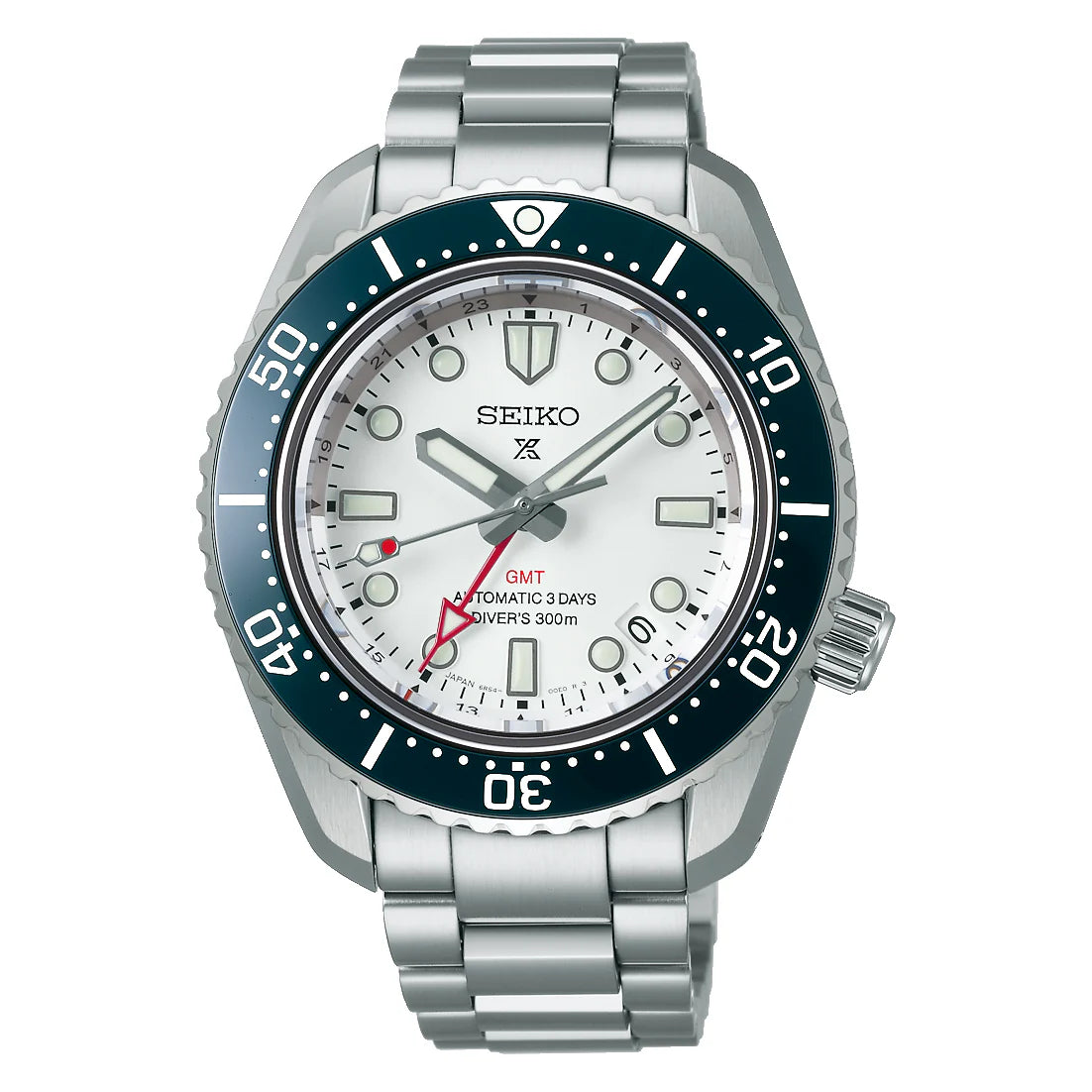 Seiko Prospex 1968 Heritage Diver's GMT 60th Anniversary Stainless Steel watch with white dial