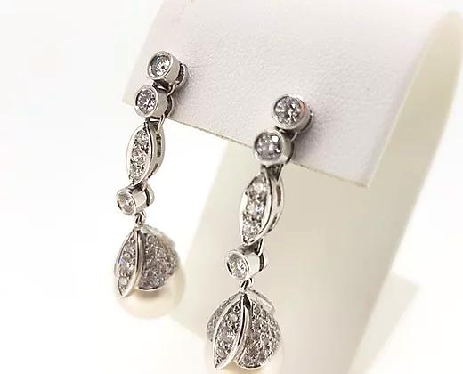 Southsea Pearl and 2.50cts Diamond Drop Earrings in 18ct White Gold