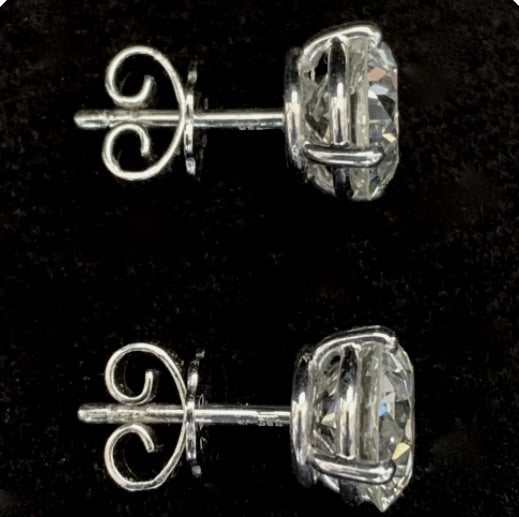 4 Carat Old European Cut Diamond Stud Earrings
