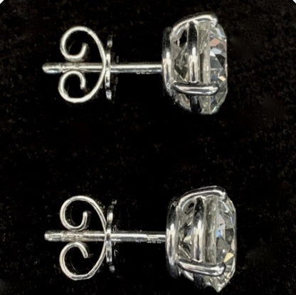 4 Carat Old European Cut Diamond Stud Earrings