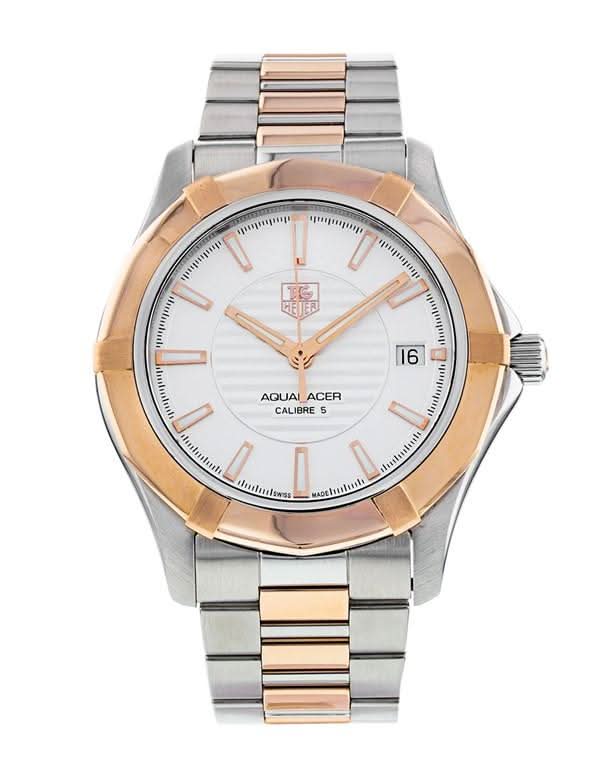 Tag Heuer Luxury Watches Silver TAG HEUER Aquaracer Calibre 5 steel and rose gold automatic watch 40mm