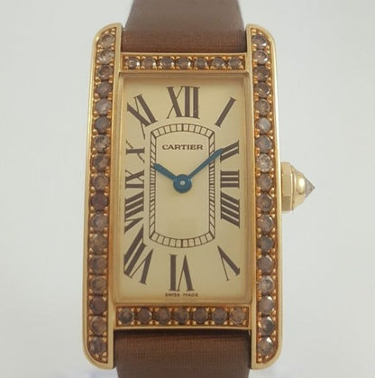 Cartier Tank Américaine Ladies Rare 18ct Yellow Gold 2482 Watch