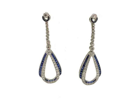Sapphire and Diamond Drop Earrings, Platinum