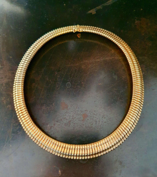 Vintage Yellow Gold Tubogas Torq Necklace