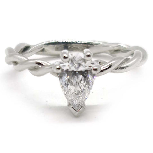 GIA Certified 0.80ct Pear Cut Diamond Solitaire Engagement Ring D Colour