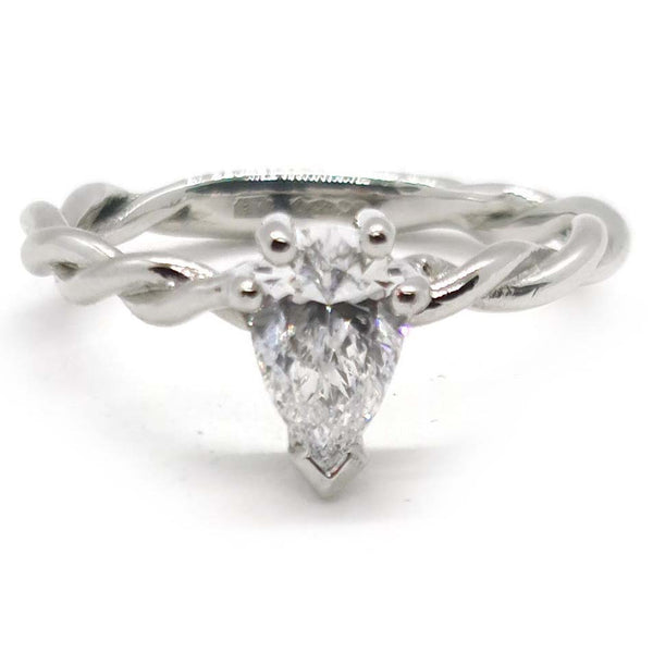 GIA Certified 0.80ct Pear Cut Diamond Solitaire Engagement Ring D Colour