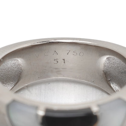 Close-up of a VCA 750 51 stamp inside a white gold ring shank