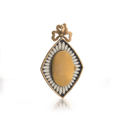 Victorian 18 ct Gold Diamond And Enamel Sentimental Locket Pendant in Original Box