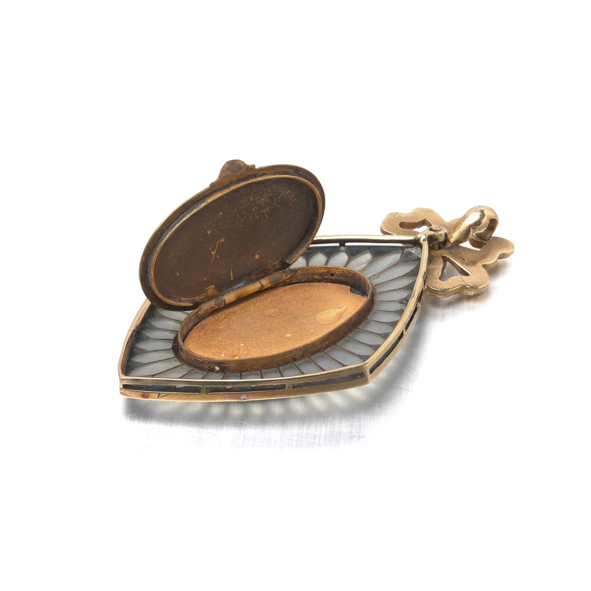 Victorian 18 ct Gold Diamond And Enamel Sentimental Locket Pendant in Original Box