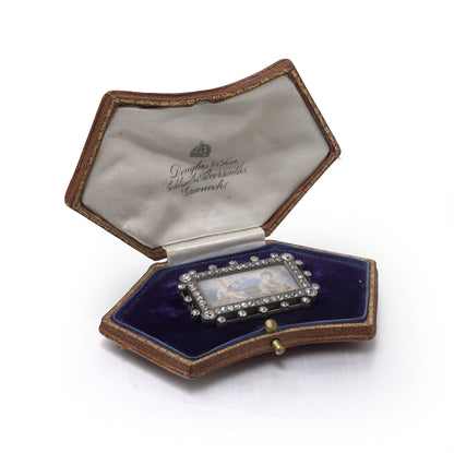Victorian Diamond and Miniature Portrait Brooch, Attributed to Fernand Paillet