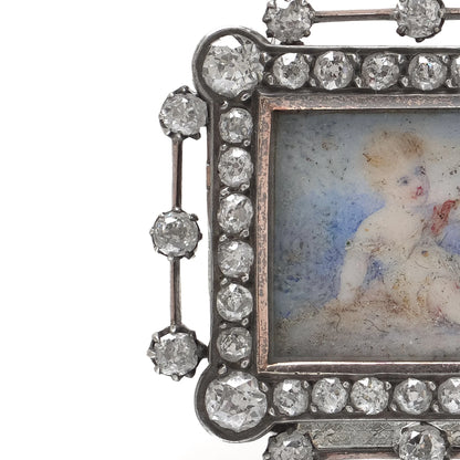 Victorian Diamond and Miniature Portrait Brooch, Attributed to Fernand Paillet