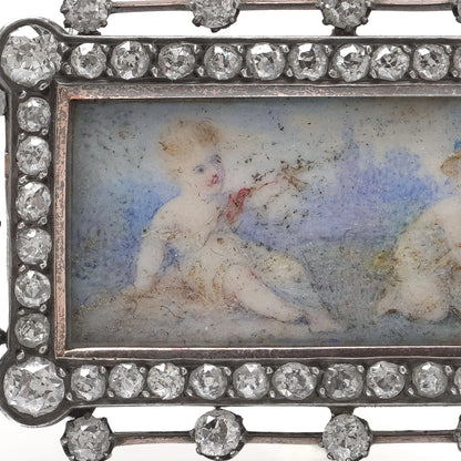 Victorian Diamond and Miniature Portrait Brooch, Attributed to Fernand Paillet