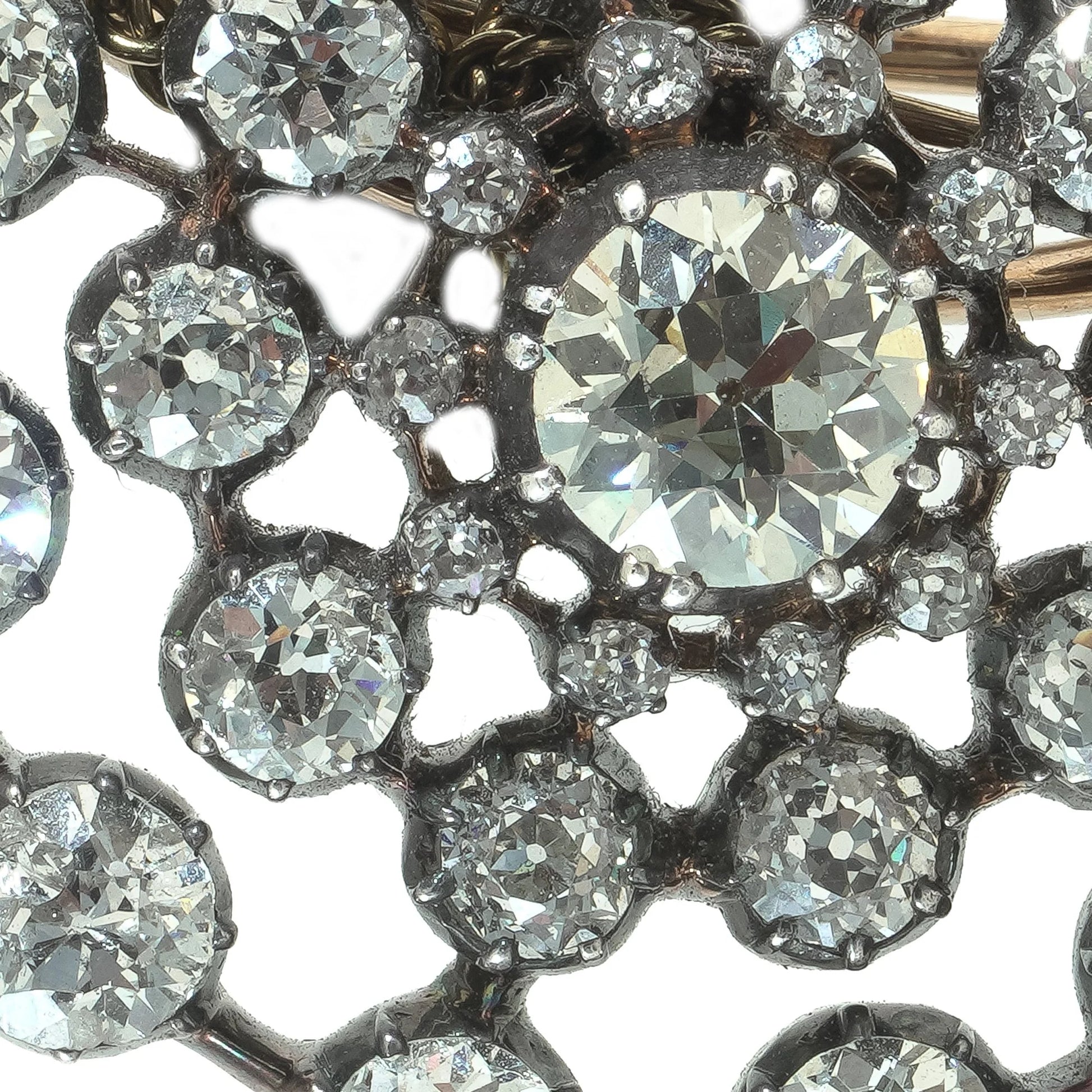 Antique Victorian Diamond Cluster Brooch, 9ct Gold and Silver