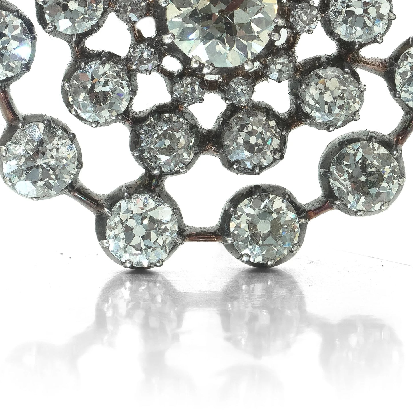Antique Victorian Diamond Cluster Brooch, 9ct Gold and Silver