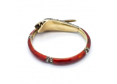Antique Victorian Red Enamel Snake Bangle