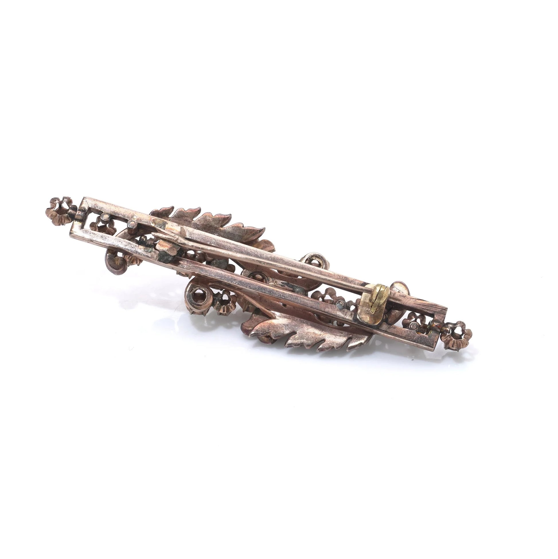 Victorian Rose Cut Diamond Silver and Gold Brooch