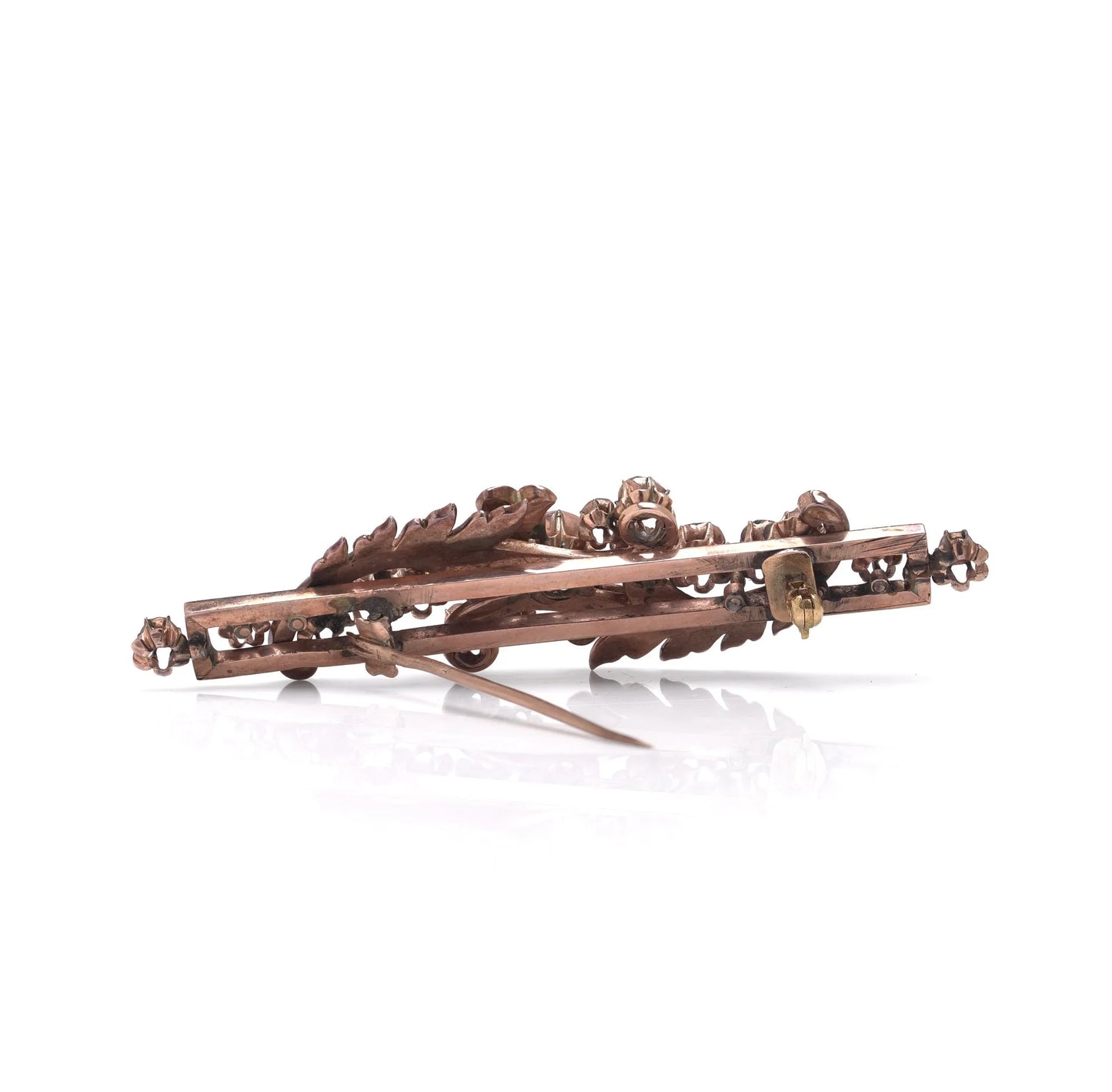 Victorian Rose Cut Diamond Silver and Gold Brooch