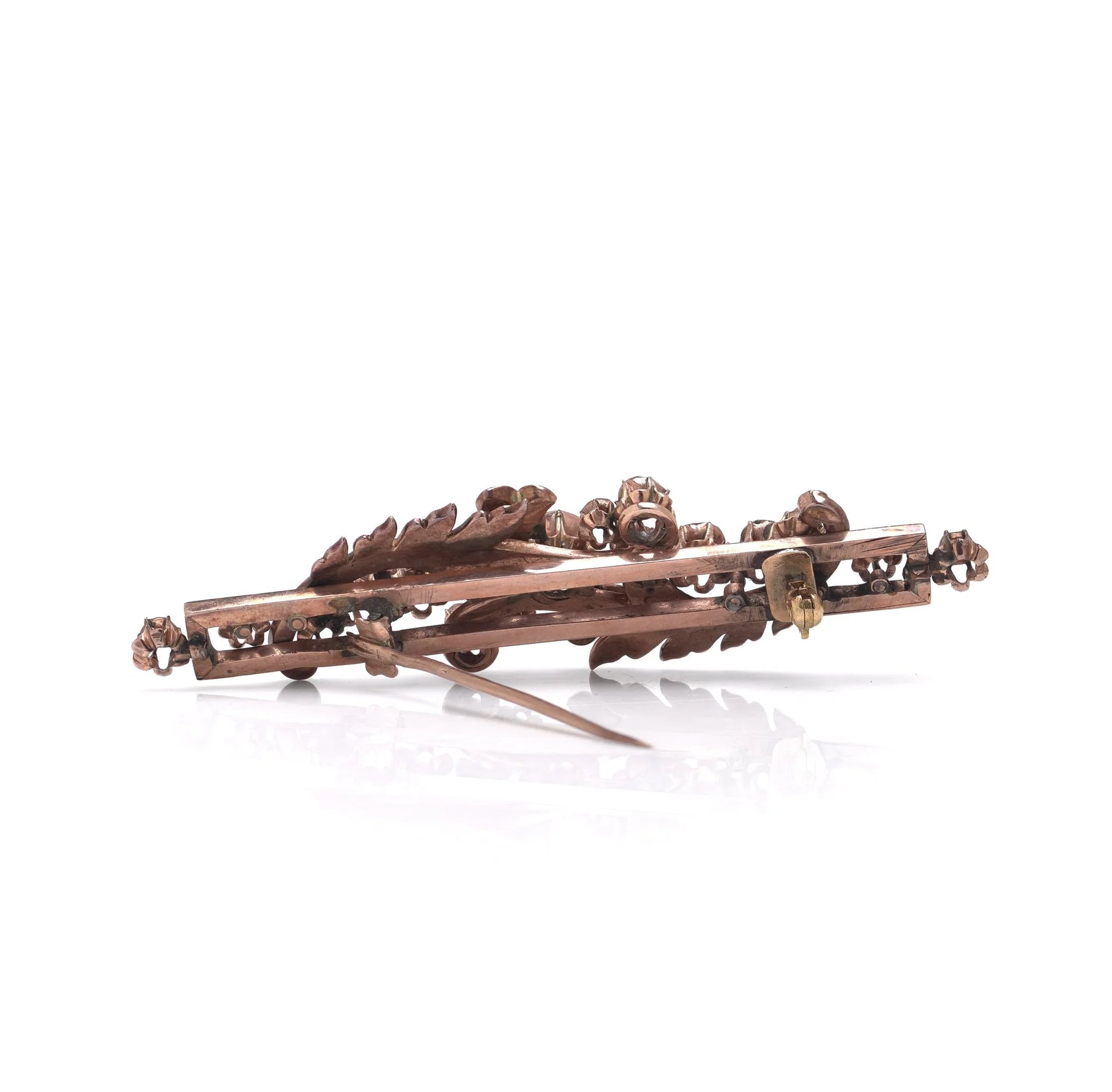 Victorian Rose Cut Diamond Silver and Gold Brooch