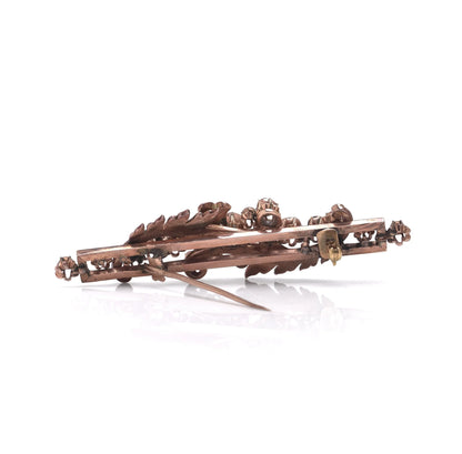 Victorian Rose Cut Diamond Silver and Gold Brooch