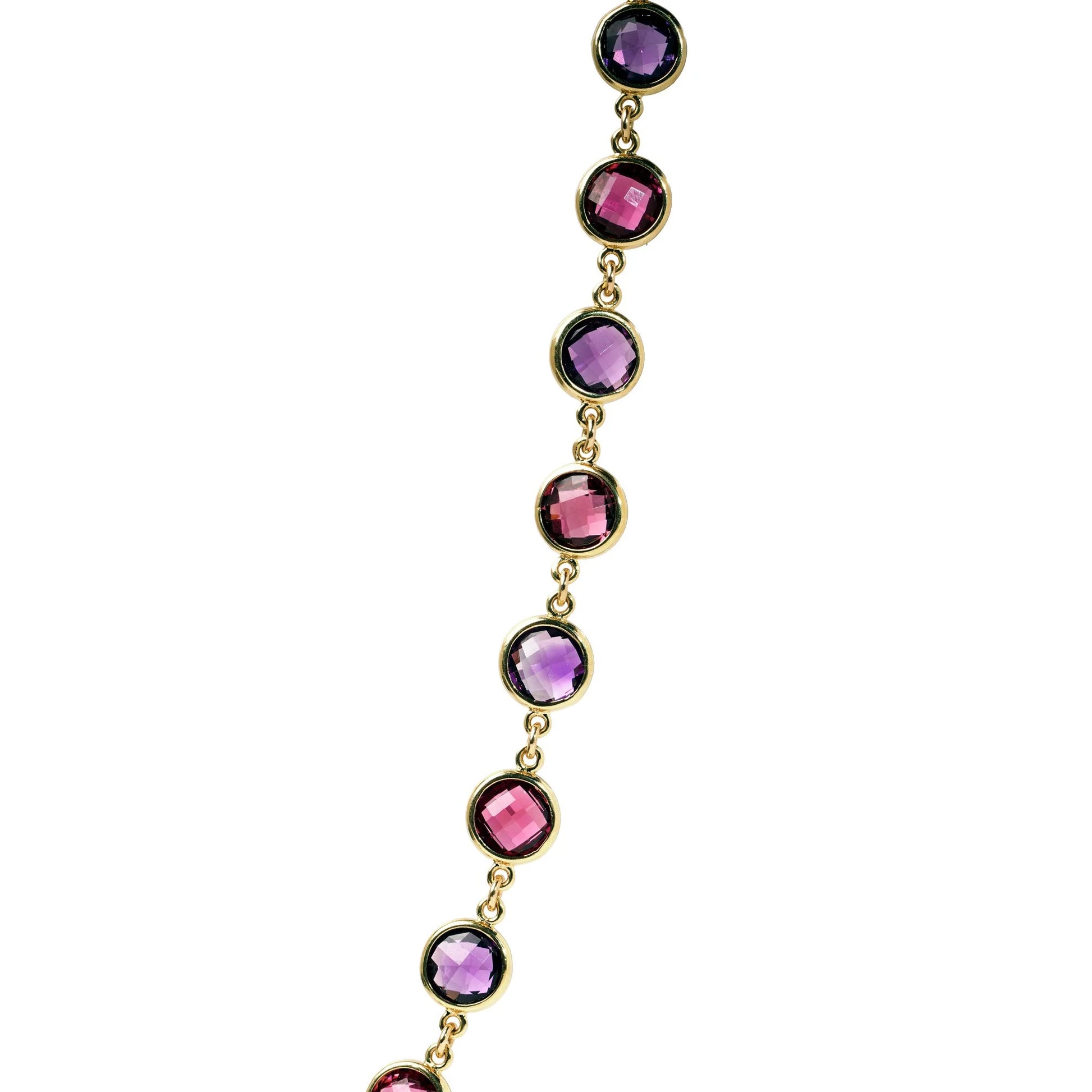 Vintage 18 ct Gold Amethyst And Pink Tourmaline Necklace