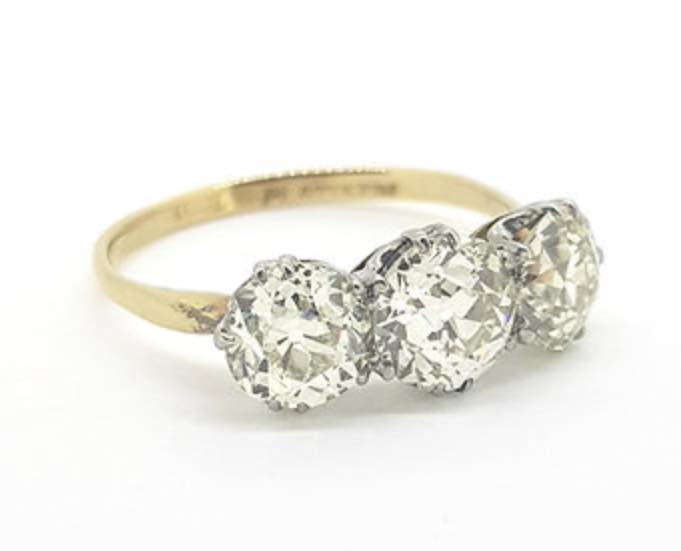 2.50ct Diamond and 18ct Yellow Gold Three Stone Ring