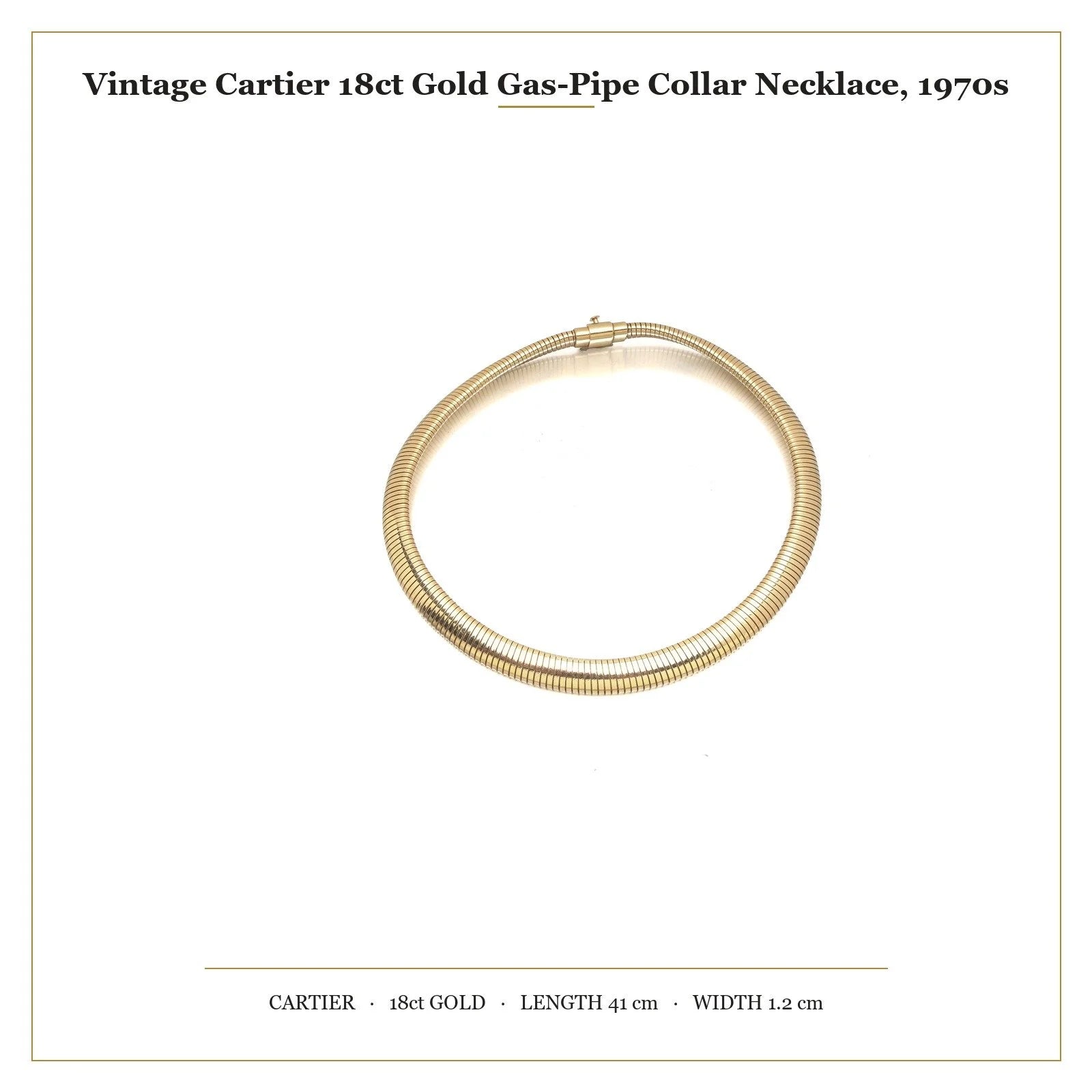 Vintage Cartier 18ct Gold Gas-Pipe Collar Necklace, 1970s