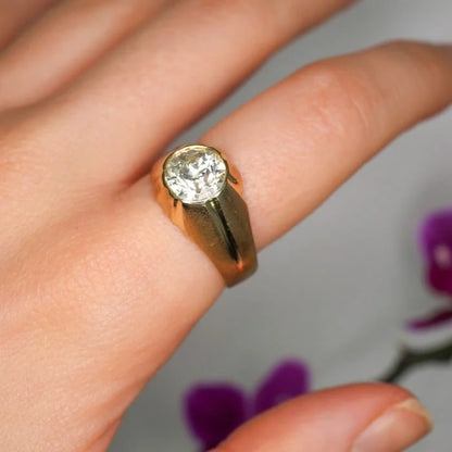 Vintage 2.40ct Old Cut Diamond Solitaire Gypsy Ring