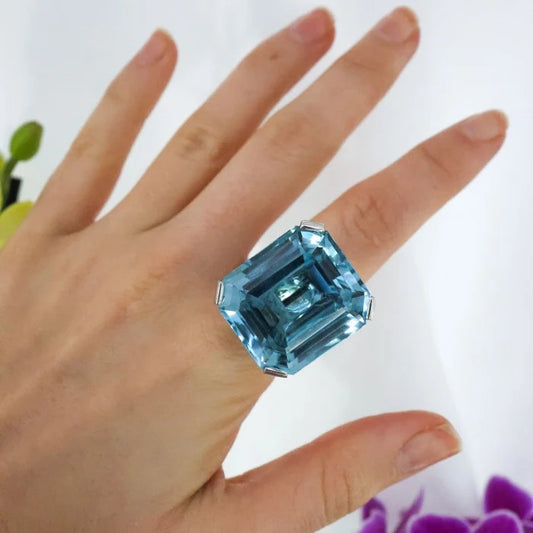 Vintage French Blue Topaz Cocktail Ring