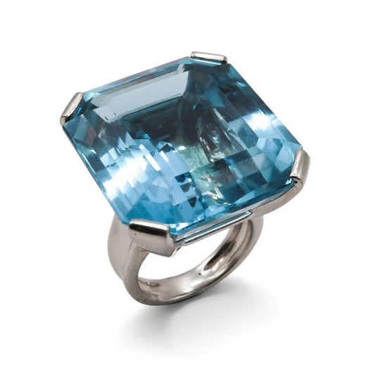 Vintage French Blue Topaz Cocktail Ring