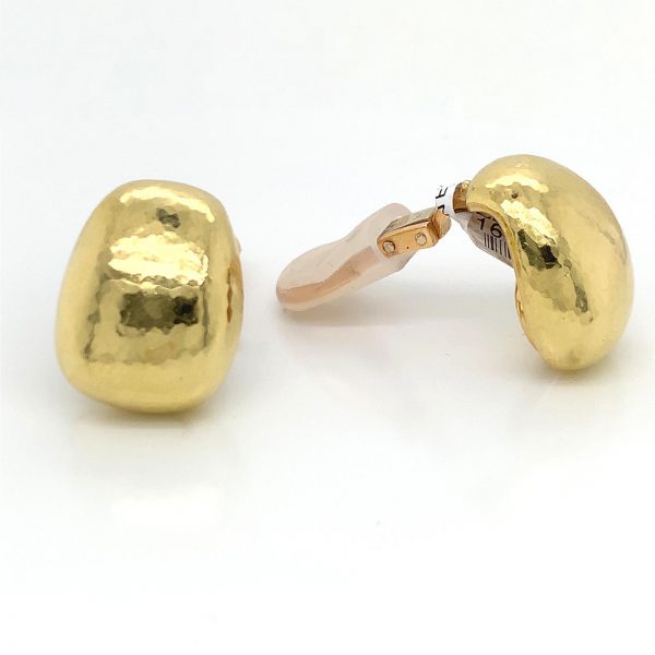 De Vrooment Hammered Gold Clip-On Earrings, 18ct Yellow Gold
