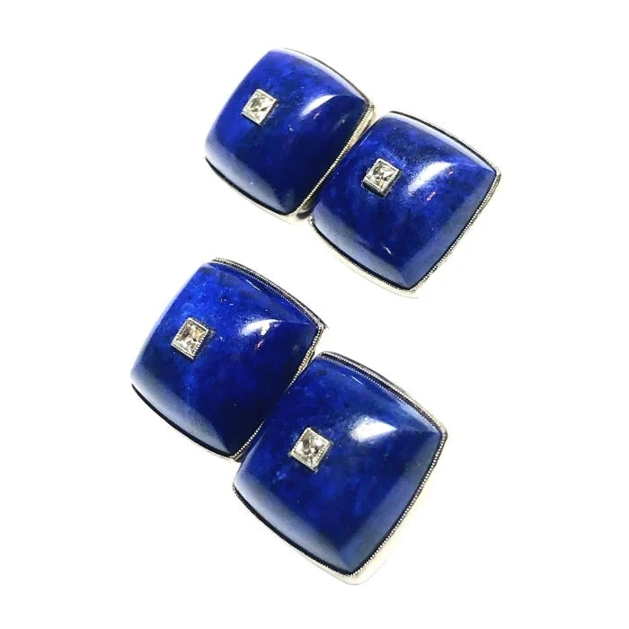 Vintage Lapis Lazuli and Diamond Cufflinks