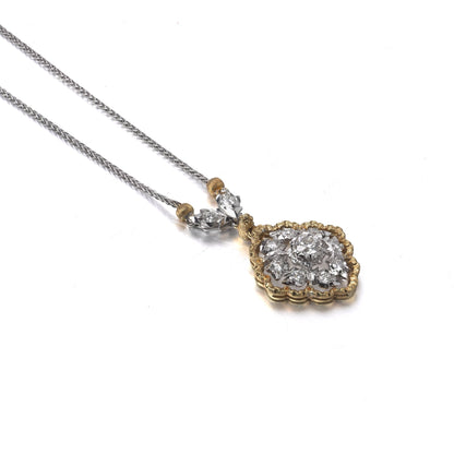 Vintage Mario Buccellati 18KT Gold Diamond Floral Pendant Necklace