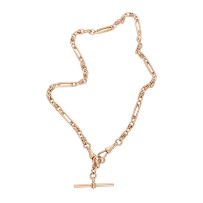 Vintage 9K Rose Gold Albert Chain Necklace