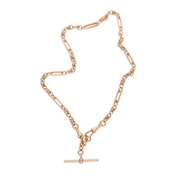 Vintage 9K Rose Gold Albert Chain Necklace